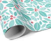 Blauwgroen Poinsettia Patroon Cadeaupapier (Rol Hoek)