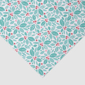 Blauwgroen Poinsettia Patroon Tissuepapier (Detail)