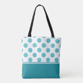 Blauwgroen poka Dots | Gepersonaliseerd Tote Bag (Achterkant)