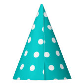 Blauwgroen Polka Dot Feesthoedjes (Achterkant)
