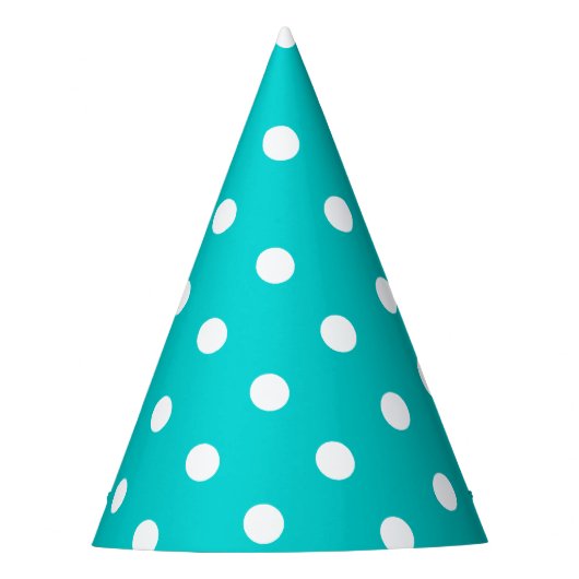 Blauwgroen Polka Dot Feesthoedjes (Voorkant)