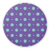 Blauwgroen Polka Dot Keramische Knop – Speelse Pop (Voorkant)