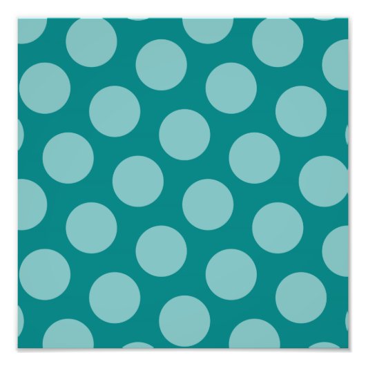 Blauwgroen Polka Dot Pattern Foto Afdruk (Voorkant)
