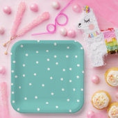 Blauwgroen Polka Dot Pattern Minimalist Papieren Bordje (Feest)