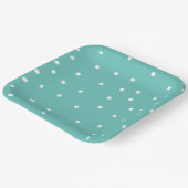 Blauwgroen Polka Dot Pattern Minimalist Papieren Bordje (Gebogen)
