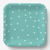Blauwgroen Polka Dot Pattern Minimalist Papieren Bordje (Voorkant)