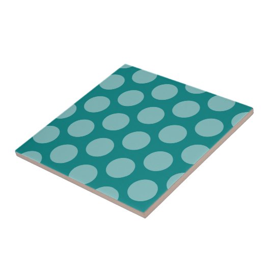 Blauwgroen Polka Dot tegel Tegeltje (Zijkant)