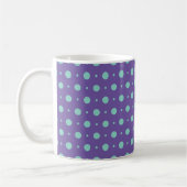 Blauwgroen Polka Dots op Paarse Classic Mok (Links)