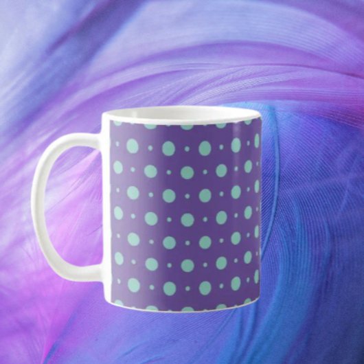 Blauwgroen Polka Dots op Paarse Classic Mok