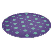 Blauwgroen Polka Dots op Paarse Decoratief Glas Snijplank (Hoek)