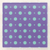 Blauwgroen Polka Dots op Paarse Onderzetters (Voorkant)
