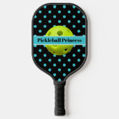 Blauwgroen Polka Dots Pickleball Princess, naam Pickleball Paddle (Voorkant)
