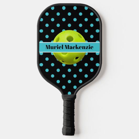 Blauwgroen Polka Dots Pickleball Princess, naam Pickleball Paddle (Achterkant)