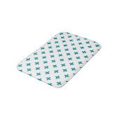 Blauwgroen polka kruist wit badmat (Gekanteld)