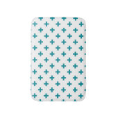 Blauwgroen polka kruist wit badmat (Voorkant Verticaal)