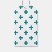 Blauwgroen polka kruist wit cadeaulabel (Voorkant)