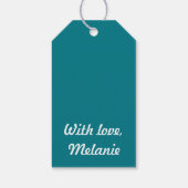 Blauwgroen polka kruist wit cadeaulabel (Achterkant)