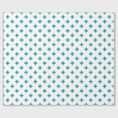 Blauwgroen polka kruist wit cadeaupapier (Vlak)