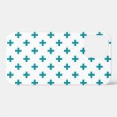 Blauwgroen polka kruist wit Case-Mate iPhone case (Achterkant (horizontaal))