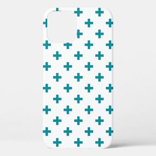 Blauwgroen polka kruist wit Case-Mate iPhone case (Achterkant)