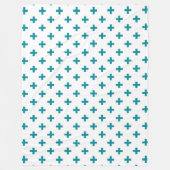 Blauwgroen polka kruist wit fleece deken (Voorkant)