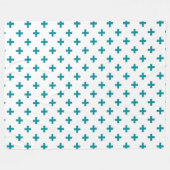 Blauwgroen polka kruist wit fleece deken (Voorkant (Horizontaal))