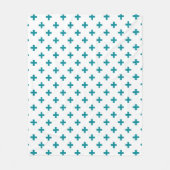 Blauwgroen polka kruist wit fleece deken (Voorkant)