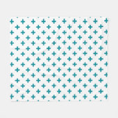 Blauwgroen polka kruist wit fleece deken (Voorkant (Horizontaal))