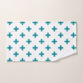Blauwgroen polka kruist wit handdoek (Handdoek)
