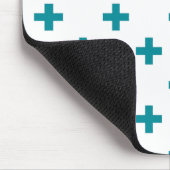 Blauwgroen polka kruist wit muismat (Hoek)