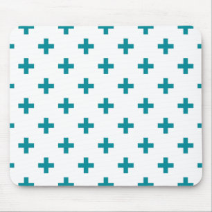 Blauwgroen polka kruist wit muismat