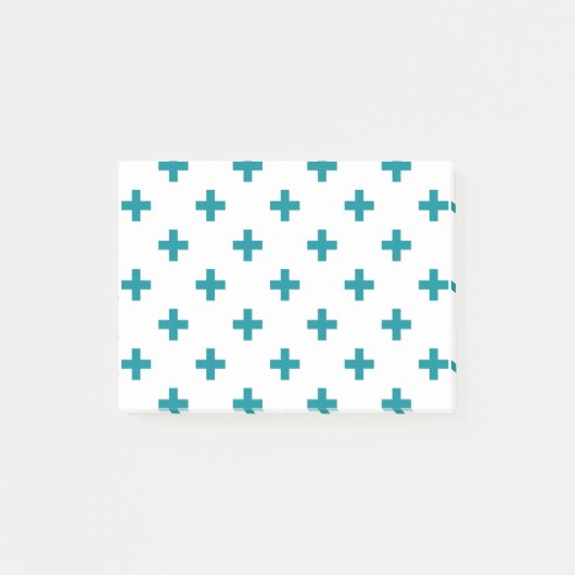 Blauwgroen polka kruist wit post-it® notes (Voorkant)