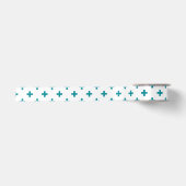 Blauwgroen polka kruist wit satijnen lint (Voorkant)