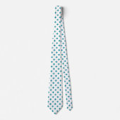 Blauwgroen polka kruist wit stropdas (Voorkant)
