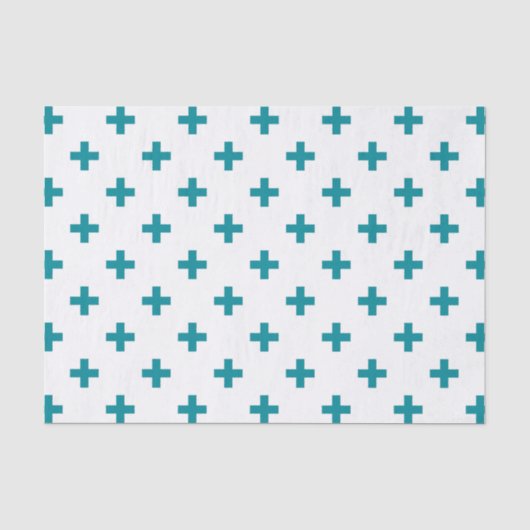Blauwgroen polka kruist wit tissuepapier (Voorkant)