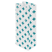 Blauwgroen polka kruist wit wijn cadeautas (Achterkant Gekanteld)