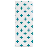 Blauwgroen polka kruist wit wijn cadeautas (Achterkant)