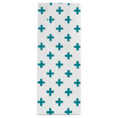 Blauwgroen polka kruist wit wijn cadeautas (Voorkant)