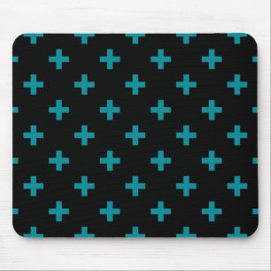 Blauwgroen polka kruist zwart muismat