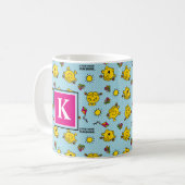 Blauwgroen polka-puntpatroon | Monogram Koffiemok (Voorkant links)