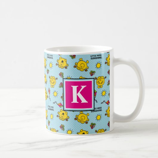 Blauwgroen polka-puntpatroon | Monogram Koffiemok (Rechts)