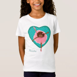Blauwgroen Polkadot Heart Pink Ballerina T-shirt
