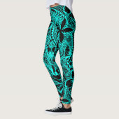 Blauwgroen polynesiaans - Blauwgroen stammenDesign Leggings (Links)