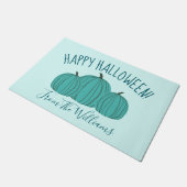 Blauwgroen pomkin Happy Halloween Doormat Deurmat (Schuin)