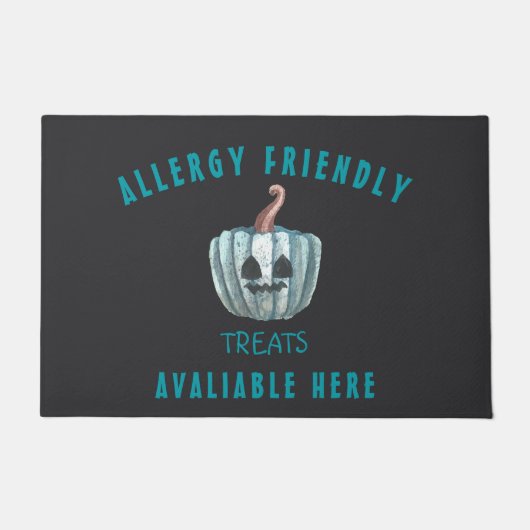 Blauwgroen Pompoen Halloween Allergie Vriendelijke Deurmat (Voorkant)