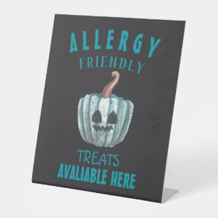 Blauwgroen Pompoen Halloween Allergie Vriendelijke Reclamebord Met Voetstuk