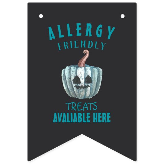 Blauwgroen Pompoen Halloween Allergie Vriendelijke Vlaggetjes (Tweede vlag)