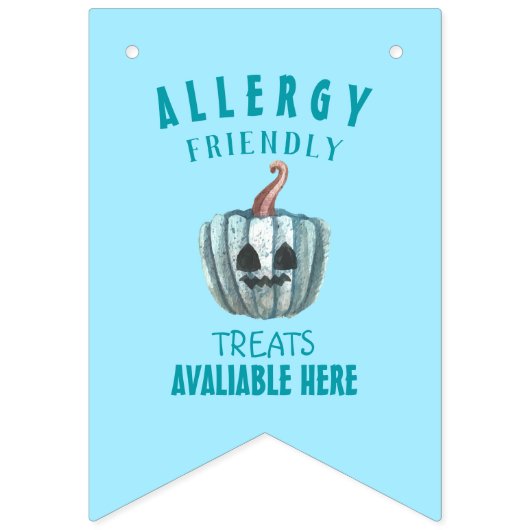 Blauwgroen Pompoen Halloween Allergie Vriendelijke Vlaggetjes (Eerste vlag)