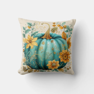 Blauwgroen pompoen herfst Boho Herfst Ecru Kussen