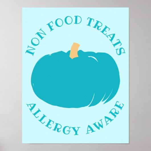 Blauwgroen pompoen Non-Food Treatment Allergy Awar Poster (Voorkant)
